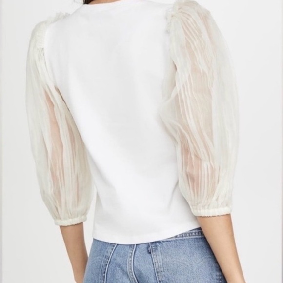 Sea New York White Blouse with Sheer Sleeves - Picture 5 of 6